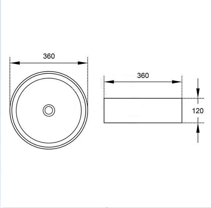 360-400*400*130mm Infinity Gloss White With Black Edge Ceramic Round Above Counter Basins