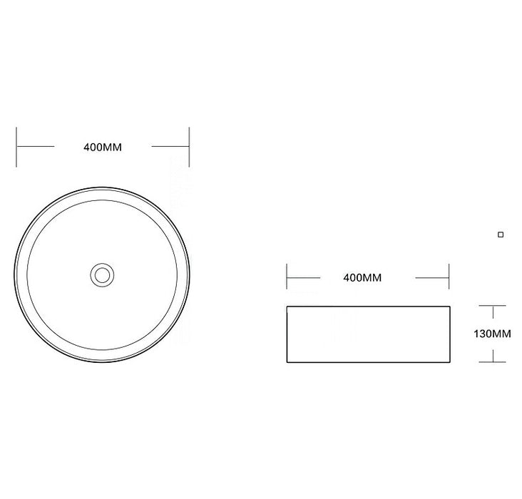 360-400*400*130mm Infinity Gloss White With Black Edge Ceramic Round Above Counter Basins