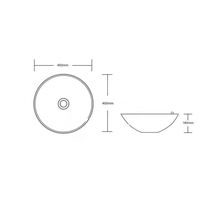 400*400*130mm Infinity Gloss White/Matt White/Matt Black Ceramic Stripe Pattern Round Above Counter Basins