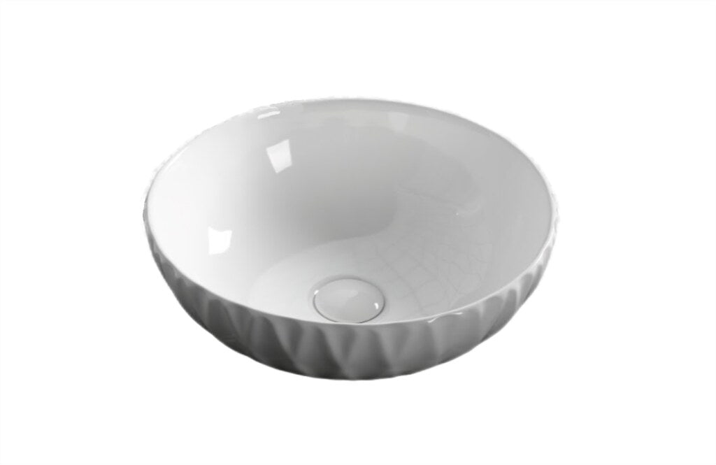 400*400*130mm Infinity Gloss White/Matt White/Matt Black Ceramic Stripe Pattern Round Above Counter Basins