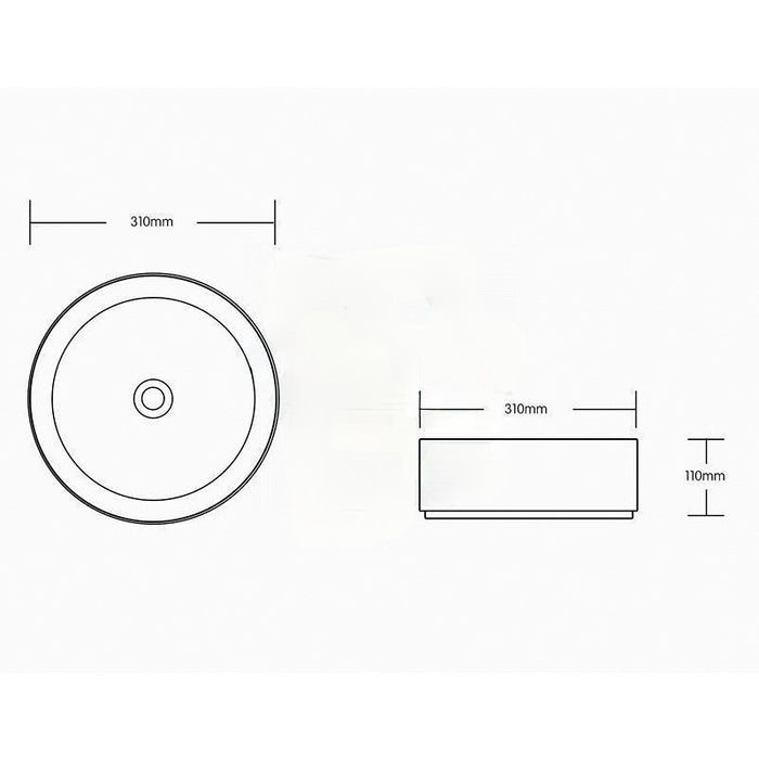 310*310*110mm Infinity Gloss White/Matt White/Matt Black Ceramic Round Above Counter Basins