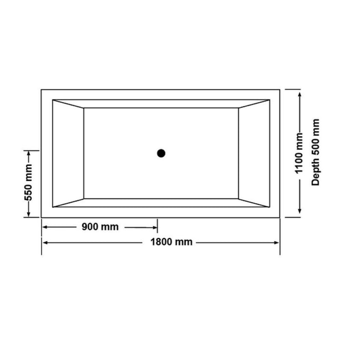 1800*1100*500mm Broadway Quadrato White Acrylic Rectangle Drop In Bathtub