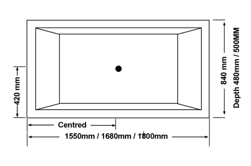 1550-1800*840*480/480/500mm Broadway Catolina White Acrylic Rectangle Drop In Bathtub