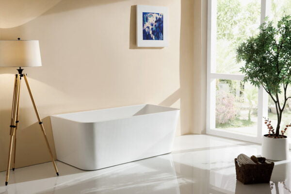 1500/1600*750/800*580mm ABS Mandy Gloss White Rectangle Acrylic Back To Wall Bathtub