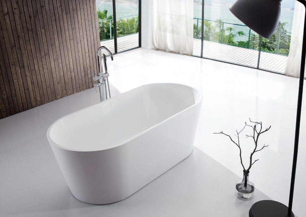 1200-1700*650-800*580mm ABS Shanty Gloss White Oval Acrylic Freestanding Bathtub