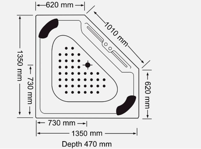 1350*1350*470mm Broadway Villena Acrylic Diamond Drop In Bathtub