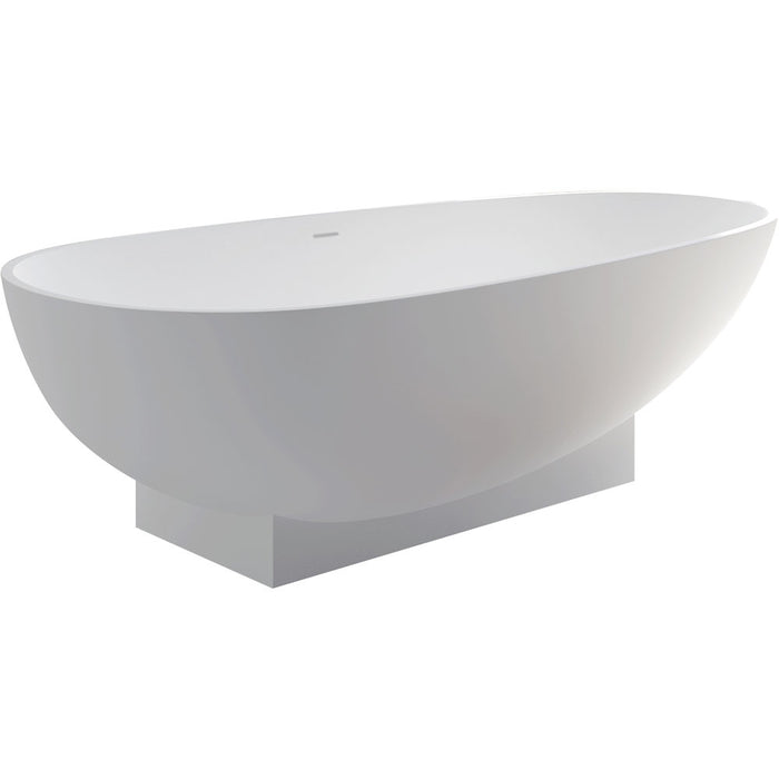 1810*930*520mm FIE Lagoona Matt White Oval Cast Stone Solid Surface Freestanding Bathtub With Overflow