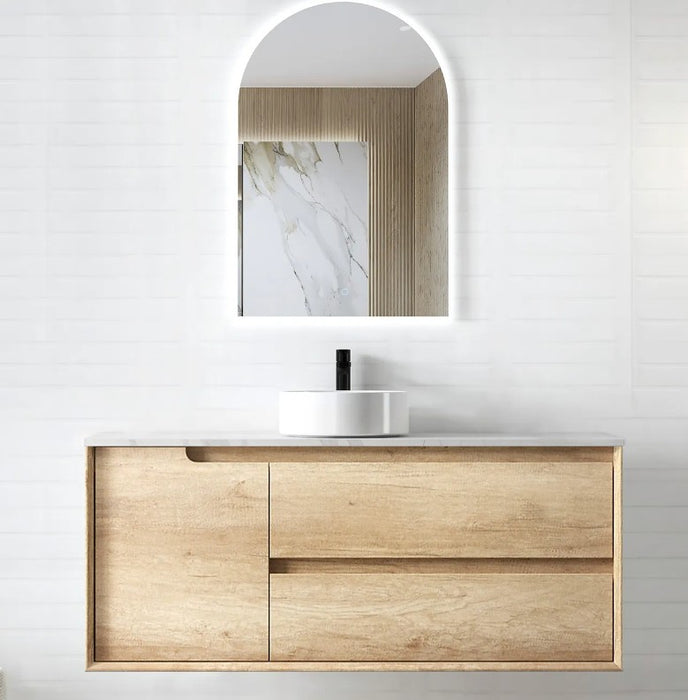 600-1500*460*550mm Byron Natural Oak Bathroom Cabinet Only and Ceramic / Stone Top Wall Hung Vanity