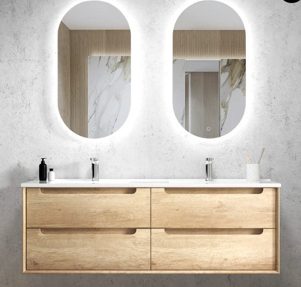 600-1500*460*550mm Byron Natural Oak Bathroom Cabinet Only and Ceramic / Stone Top Wall Hung Vanity