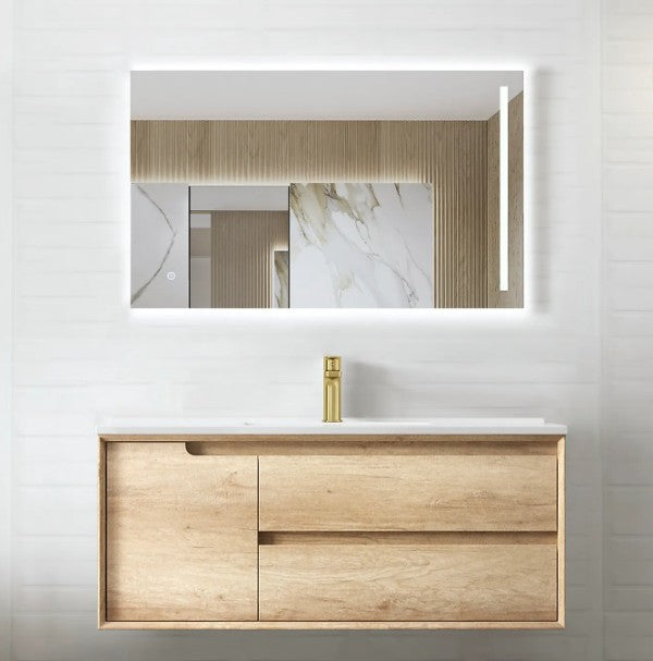 600-1500*460*550mm Byron Natural Oak Bathroom Cabinet Only and Ceramic / Stone Top Wall Hung Vanity