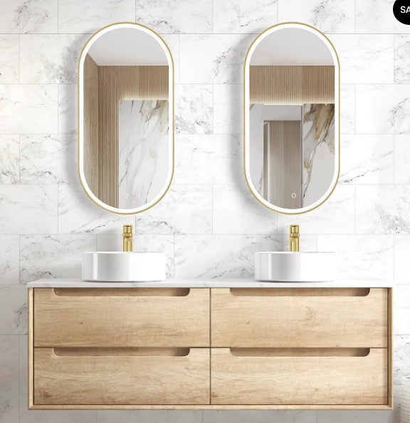 600-1500*460*550mm Byron Natural Oak Bathroom Cabinet Only and Ceramic / Stone Top Wall Hung Vanity