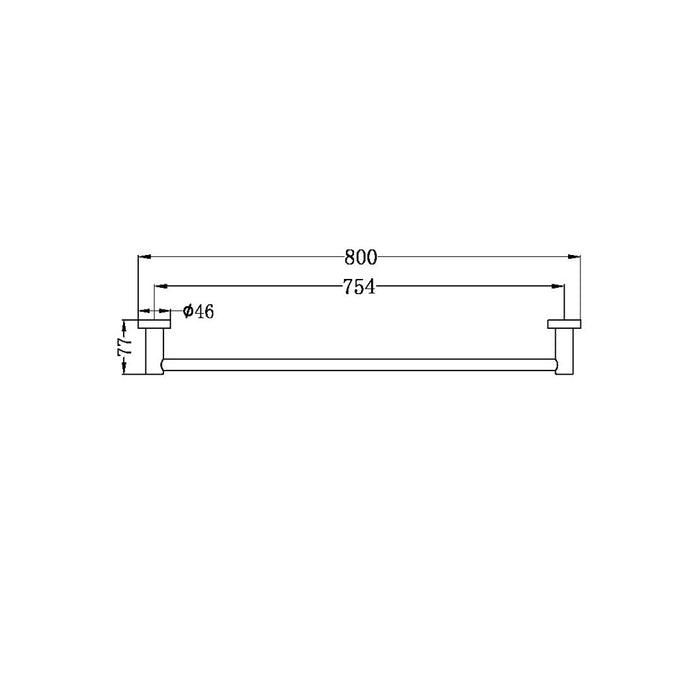 Nero 800mm Mecca 304 Stainless Steel Single Towel Rail Chrome/Matte Black/Brushed Nickel/Brushed Gold/Gun Metal/Brushed Bronze/Matte White