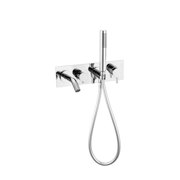 Nero Mecca Wall Mount Bath Mixer With Hand Shower Chrome/Matte Black