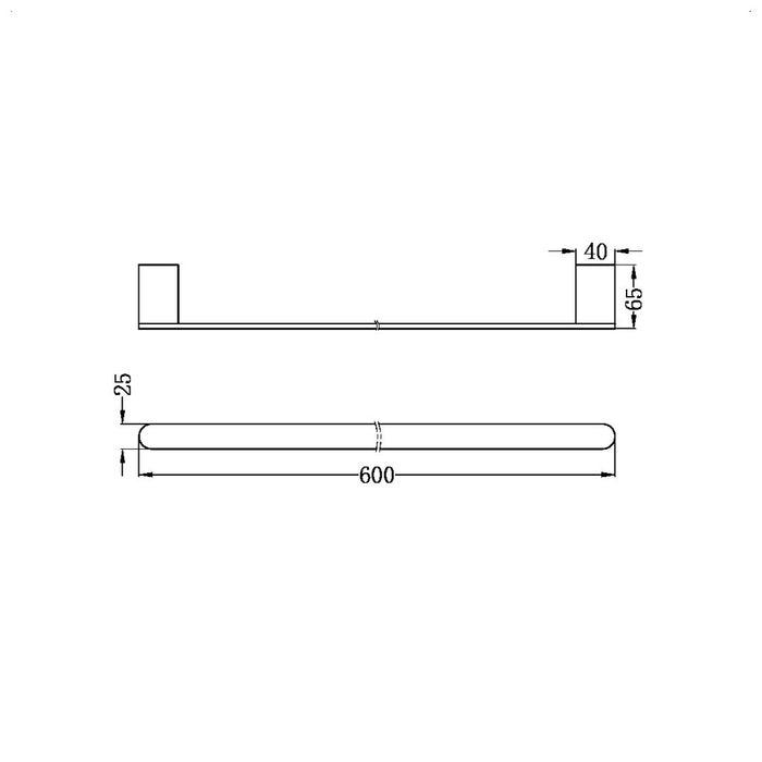 Nero 600mm Bianca 304 Stainless Steel Single Towel Rail Chrome/Matte Black/Brushed Nickel/Brushed Gold/Gun Metal