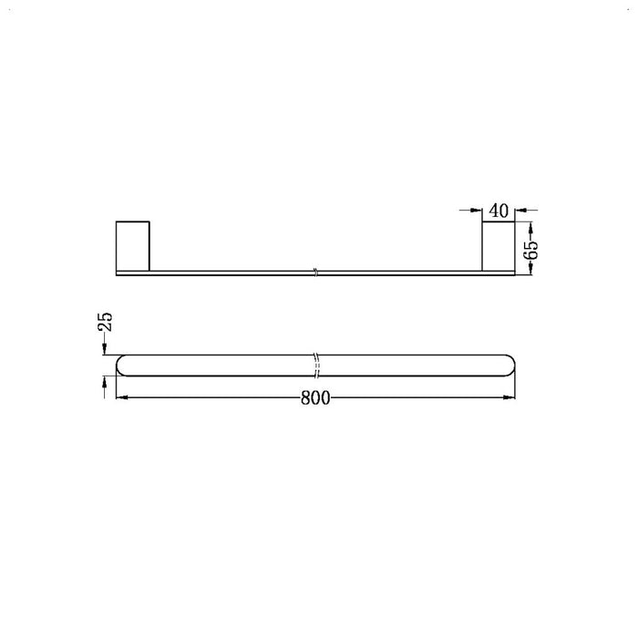 Nero 800mm Bianca 304 Stainless Steel Single Towel Rail Chrome/Matte Black/Brushed Nickel/Brushed Gold/Gun Metal