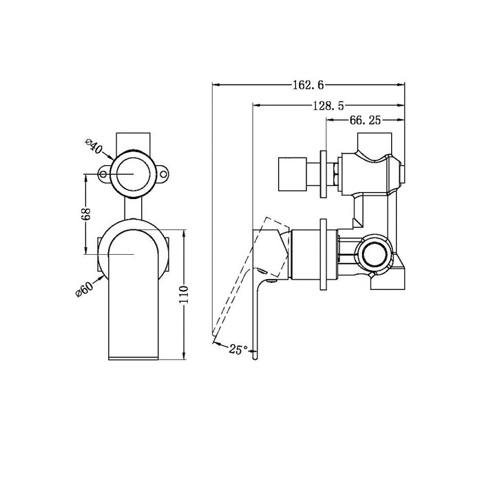 Nero Bianca Shower Mixer With Divertor Separate Back Plate Chrome/Matte Black/Brushed Nickel/Brushed Gold/Gun Metal