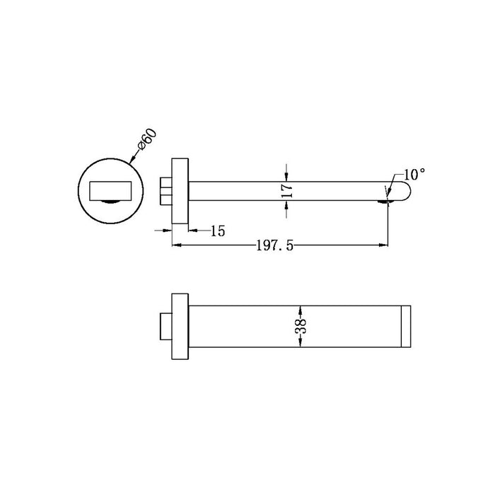 Nero 200mm Bianca Fixed Basin/Bath Spout Only Chrome/Matte Black/Brushed Nickel/Brushed Gold/Gun Metal