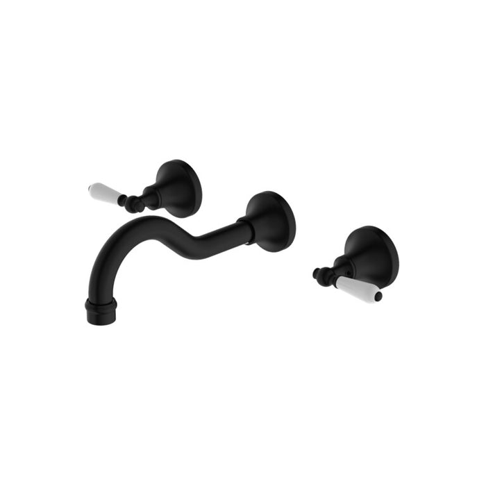 Nero York Wall Basin Set With Porcelain Lever Chrome/Matte Black/Aged Brass