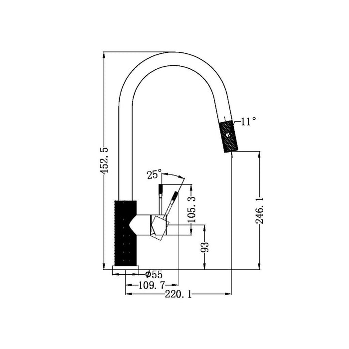 Nerp Opal Pull Out Sink Mixer With Vegie Spray Function Brushed Nickel/Graphite/Brushed Gold/Brushed Bronze