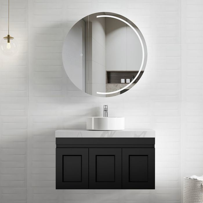 600-1500*460*450mm Hampton Matte Black Bathroom Cabinet Only and Ceramic/Stone Top Wall Hung Vanity