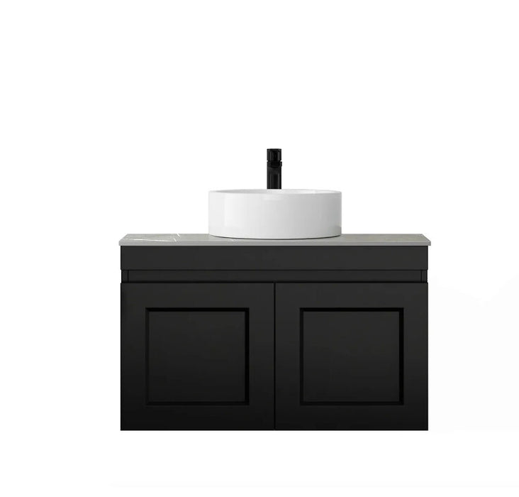 600-1500*460*450mm Hampton Matte Black Bathroom Cabinet Only and Ceramic/Stone Top Wall Hung Vanity