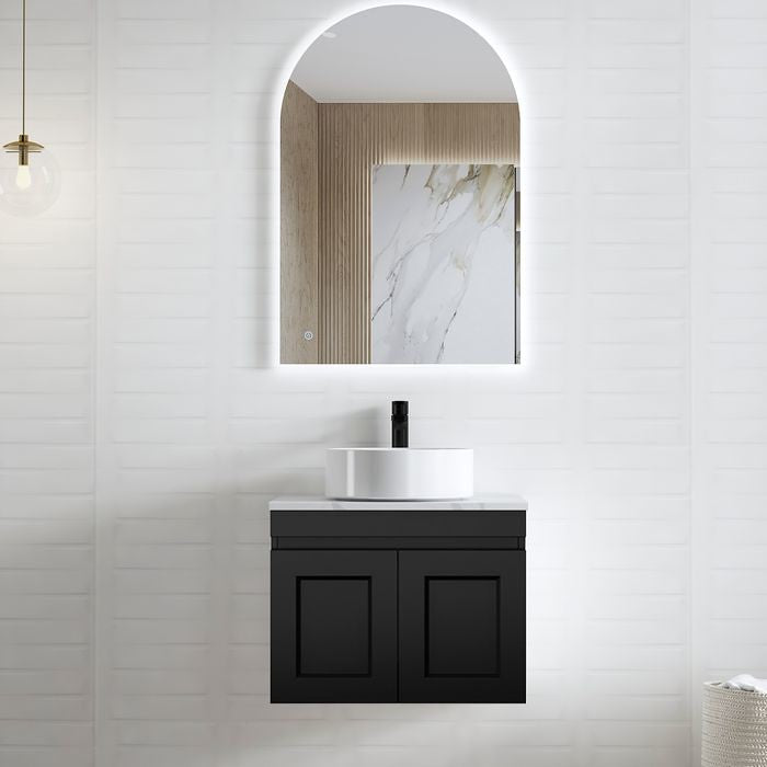 600-1500*460*450mm Hampton Matte Black Bathroom Cabinet Only and Ceramic/Stone Top Wall Hung Vanity