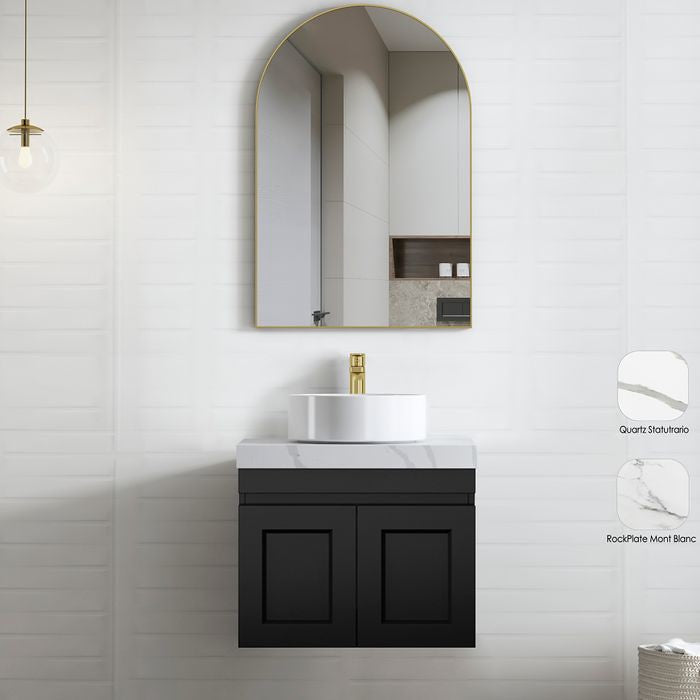 600-1500*460*450mm Hampton Matte Black Bathroom Cabinet Only and Ceramic/Stone Top Wall Hung Vanity