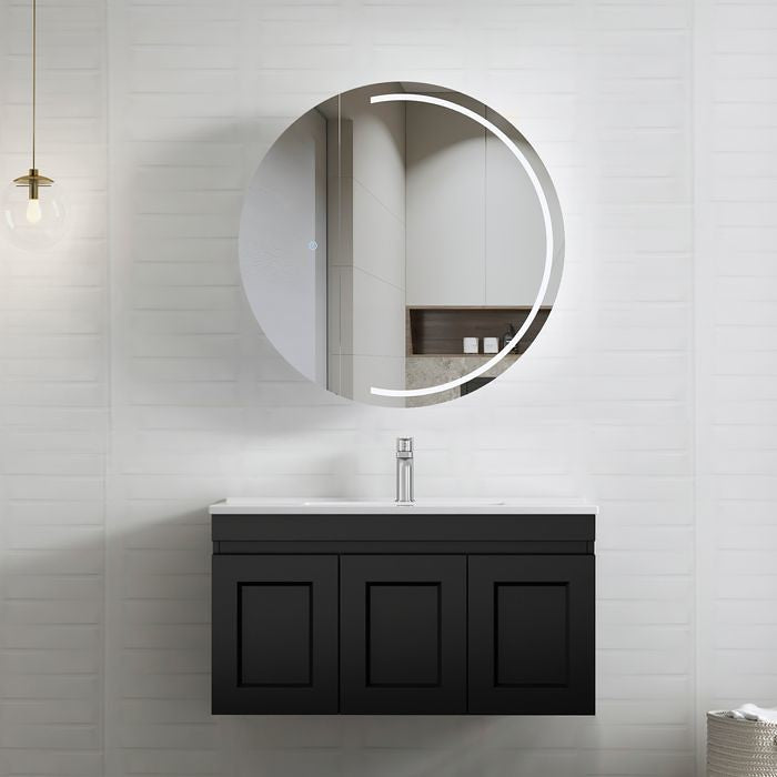 600-1500*460*450mm Hampton Matte Black Bathroom Cabinet Only and Ceramic/Stone Top Wall Hung Vanity