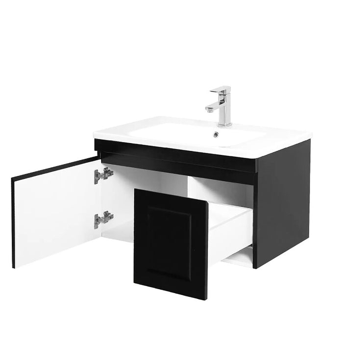 600-1500*460*450mm Hampton Matte Black Bathroom Cabinet Only and Ceramic/Stone Top Wall Hung Vanity