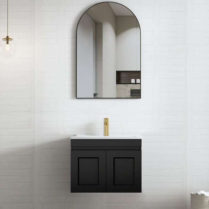 600-1500*460*450mm Hampton Matte Black Bathroom Cabinet Only and Ceramic/Stone Top Wall Hung Vanity