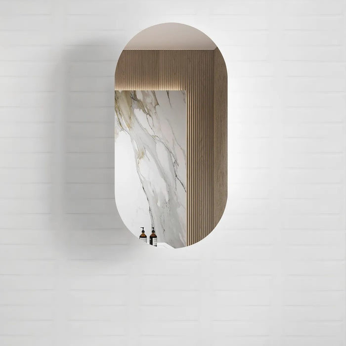 900*450mm OTT Noosa Natural Oak Wall Mounted Oval Shaving Cabinet