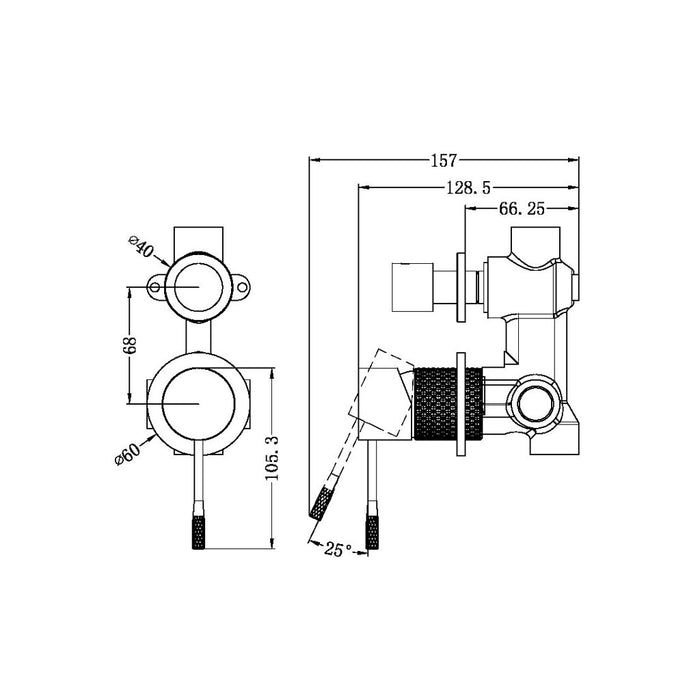 Nero Opal Graphite Brushed Gold Brushed Nickel Brushed Bronze Brass Separate Plate Shower Mixer With Divertor