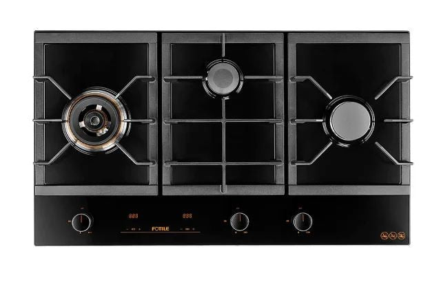 896*515*(640-960)mm Fotile Black 23MJ/h Tempered Glass Cooktop