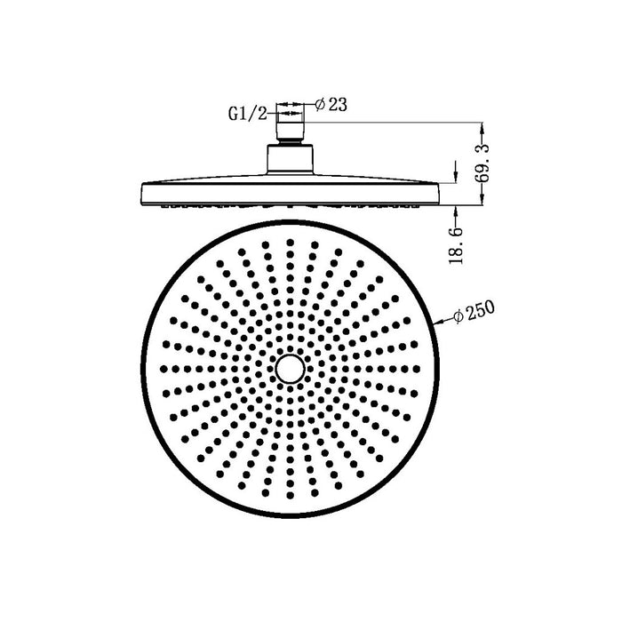 Nero Opal 250mm High Quality ABS Chrome/Matte Black/Brushed Nickel/Graphite/Brushed Gold/Brushed Bronze Shower Heads