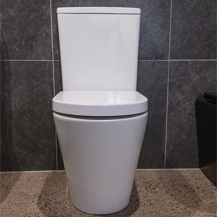 620*385*840mm Fienza Aluca Gloss White Tornado Soft Close Seat Back To Wall Toilet