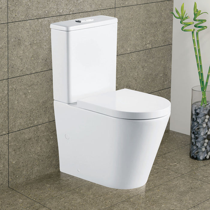 620*385*840mm Fienza Aluca Gloss White Tornado Soft Close Seat Back To Wall Toilet