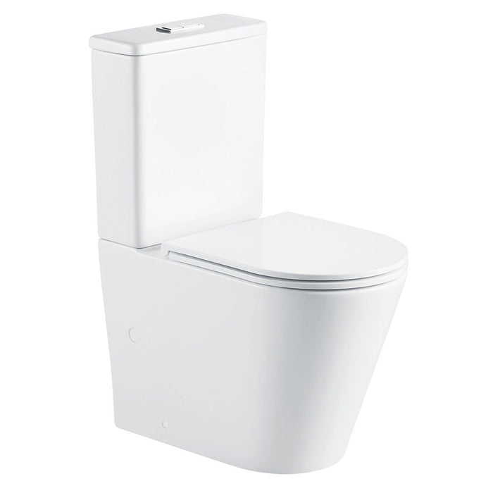 620*385*840mm Fienza Aluca Gloss White Tornado Soft Close Seat Back To Wall Toilet