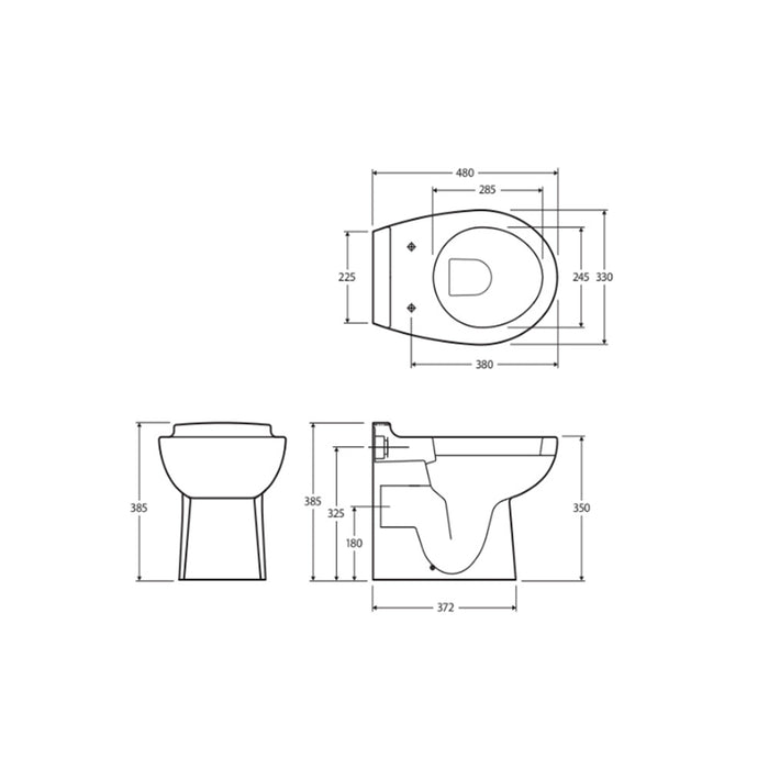 480*330*350mm Fienza RAK Junior Rimless Gloss White Wall-Faced Toilet