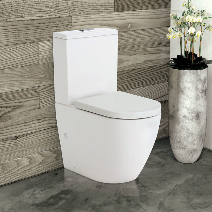 660*385*850mm Fienza Koko Matt White/Matt Black Ceramic Tornado Back To Wall Toilet