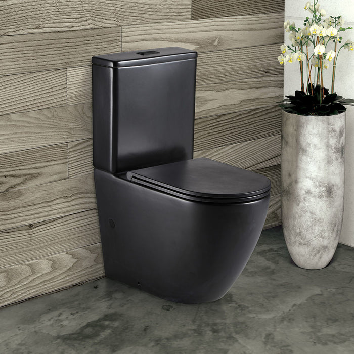 660*385*850mm Fienza Koko Matt White/Matt Black Ceramic Tornado Back To Wall Toilet