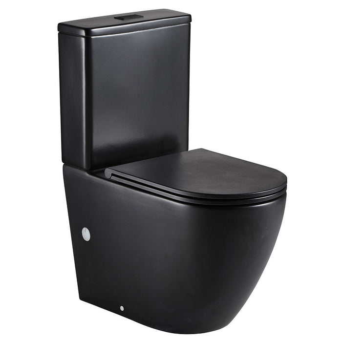 660*385*850mm Fienza Koko Matt White/Matt Black Ceramic Tornado Back To Wall Toilet