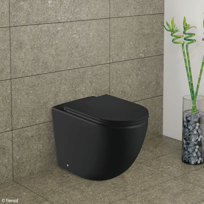 570*360*430mm Fienza KoKo Matt Black Tornado Ceramic Wall-Faced Toilet