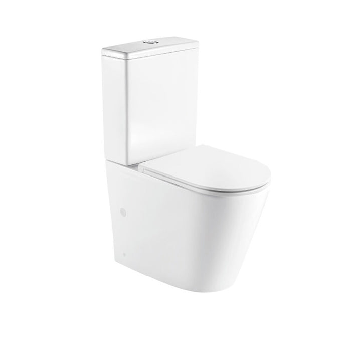 620*385*840mm Fienza Isabella Gloss White Ceramic Rimless Slim Seat Back To Wall Toilet