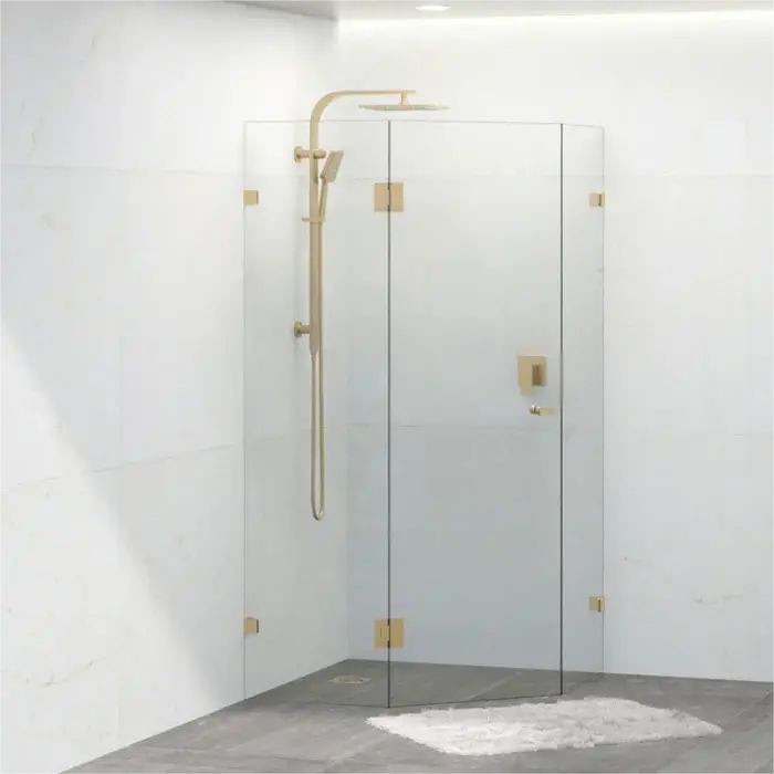 800-1200*2000mm 10mm Thickness Covey Diamond Frameless Pivot Door Brushed Gold Fitting Shower Screens