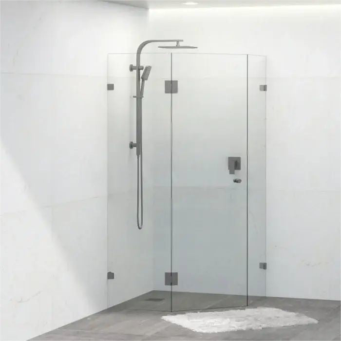 800-1200*2000mm 10mm Thickness Covey Diamond Frameless Pivot Door Gun Metal Fitting Shower Screens