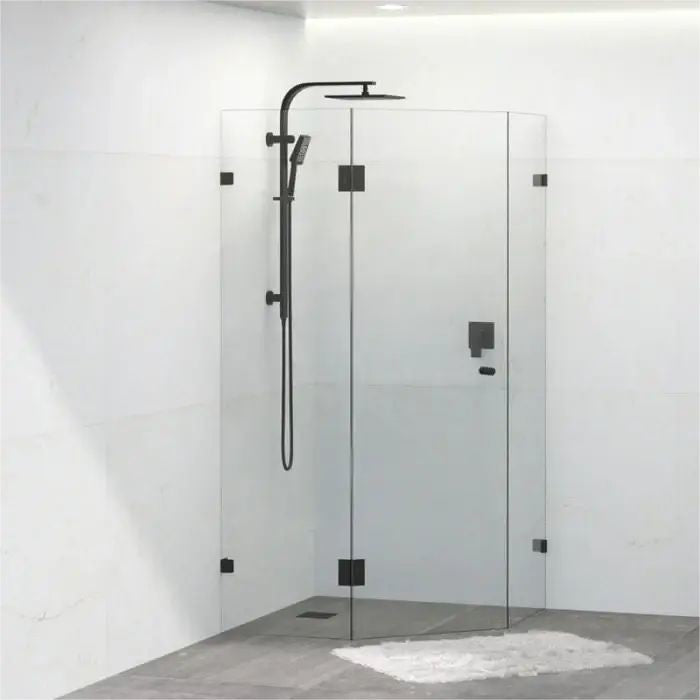 800-1200*2000mm 10mm Thickness Covey Diamond Frameless Pivot Door Black Fitting Shower Screens