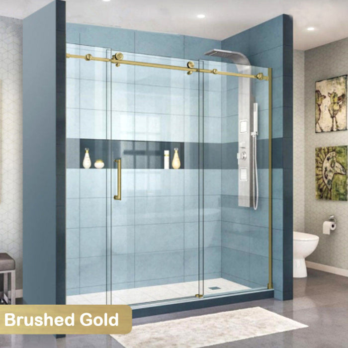 1400-2450x2000mm COV Wall to Wall Frameless Sliding Door Brush Gold Stainless Steel Handle 3 Panels Shower Screens