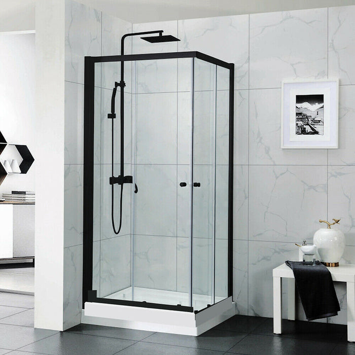 800-1200mm 6mm Thickness Standard Height 2000mm Covey Black Semi-Frameless Corner Double Sliding Door Shower Screens