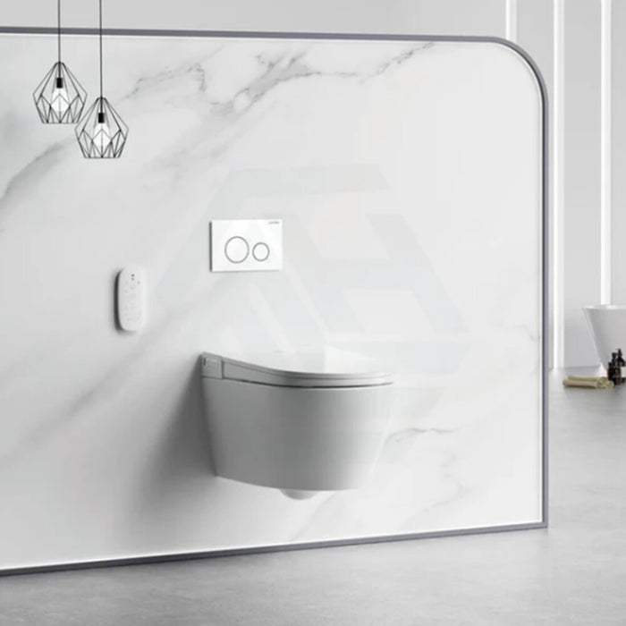 590*400*425mm AUL Sesto Rimless Gloss White Ceramic Wall Hung Smart Toilet