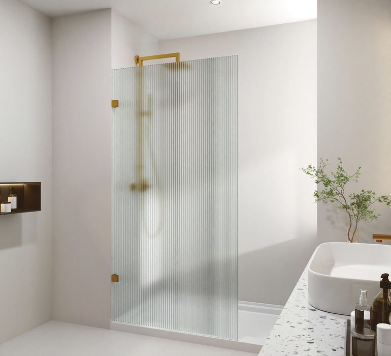 800-1200mm 10mm Tempered Toughen Glass Standard Height 2000mm Covey Brushed Gold Frameless Single panel with narrow line Shower Screens